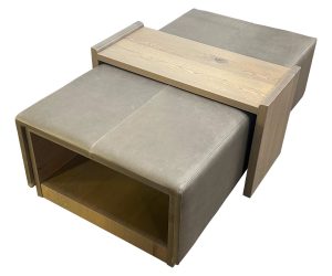 Afton Leather Ottoman with Sliding Table