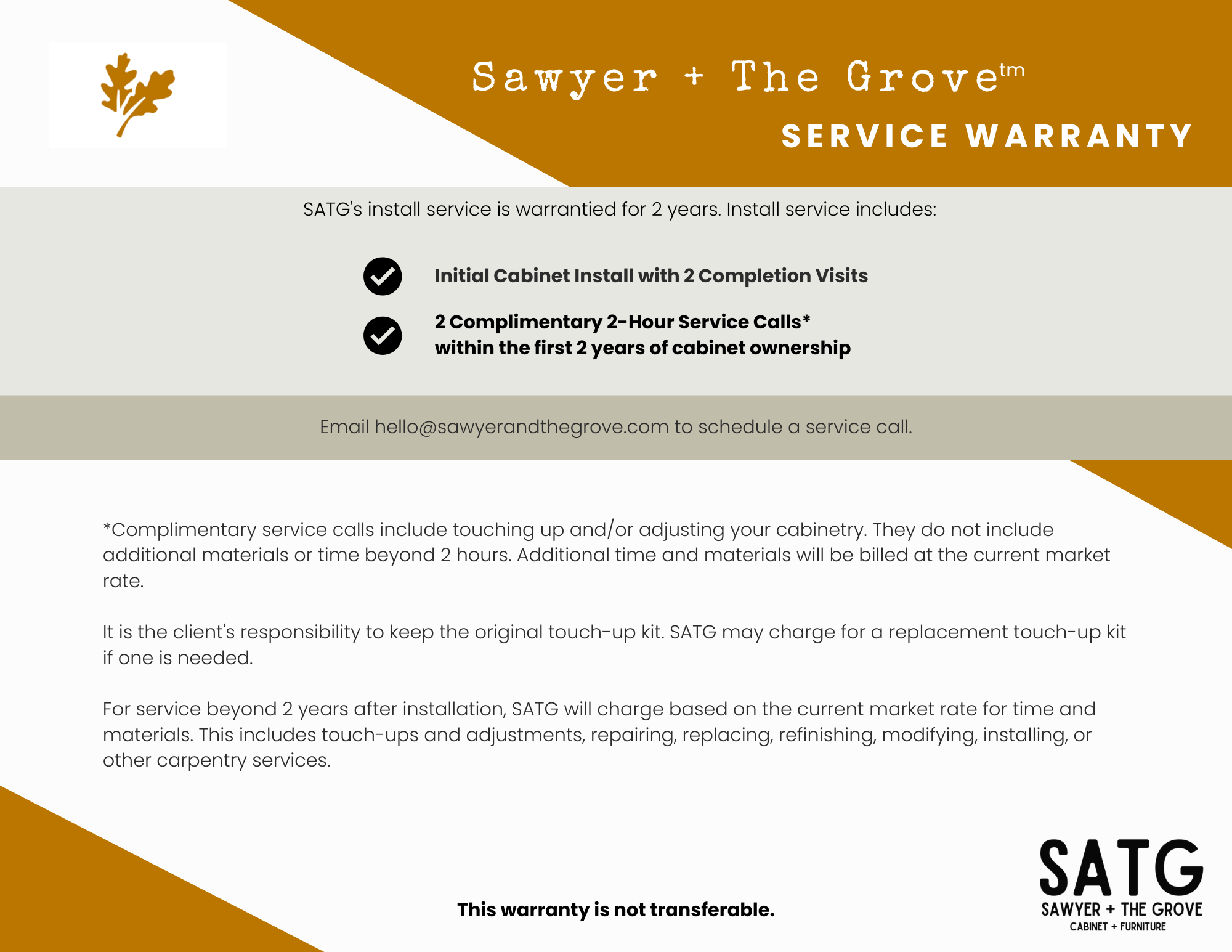SATG Service warranty